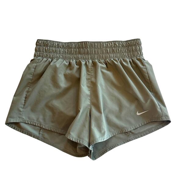 Nike Shorts 3" Womens Size Small Green Dri-Fit Mid Rise Brief Lined Workout - Picture 1 of 11